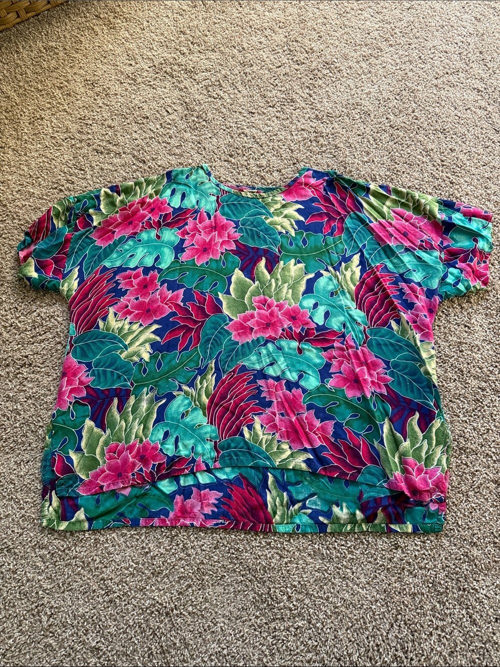 Vibrant Tropical Floral Short Sleeve Tee shirt